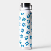 Patroon van poten, hondenpoten, blauwe poten waterfles (Achterkant)