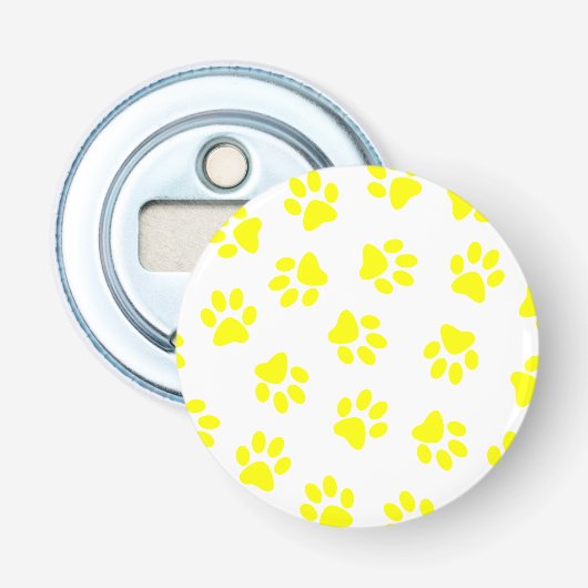 Patroon van poten, hondenpoten, gele poten button flesopener (Voorkant)