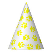 Patroon van poten, hondenpoten, gele poten feesthoedjes (Links)