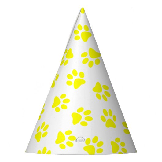 Patroon van poten, hondenpoten, gele poten feesthoedjes (Links)