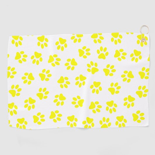 Patroon van poten, hondenpoten, gele poten golfhanddoek (Horizontaal)