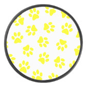 Patroon van poten, hondenpoten, gele poten hockey puck (Voorkant)