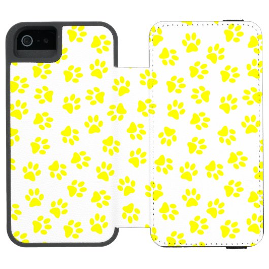 Patroon van poten, hondenpoten, gele poten incipio iPhone portemonnee hoesje (Agenda Open)