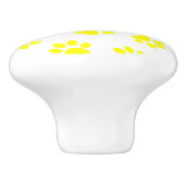 Patroon van poten, hondenpoten, gele poten keramische knop (Zijkant)
