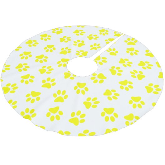 Patroon van poten, hondenpoten, gele poten kerstboom rok (Gekanteld)