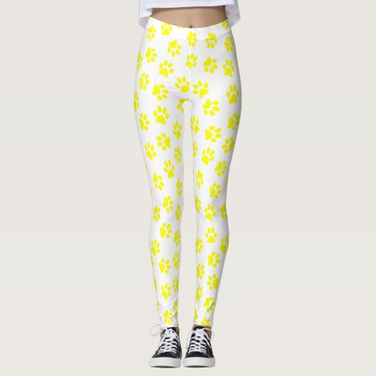 Patroon van poten, hondenpoten, gele poten leggings (Voorkant)