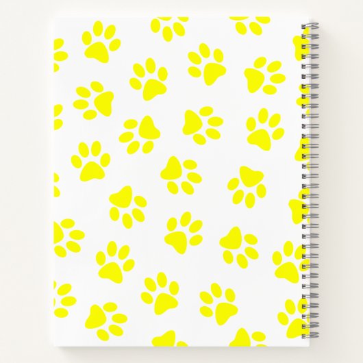 Patroon van poten, hondenpoten, gele poten notitieboek (Achterkant)
