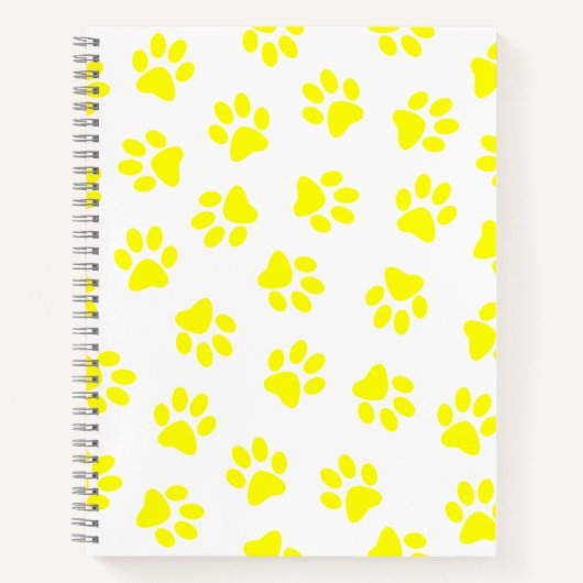 Patroon van poten, hondenpoten, gele poten notitieboek (Voorkant)