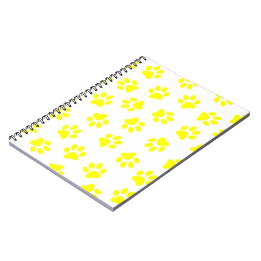 Patroon van poten, hondenpoten, gele poten notitieboek (Linkerzijde)