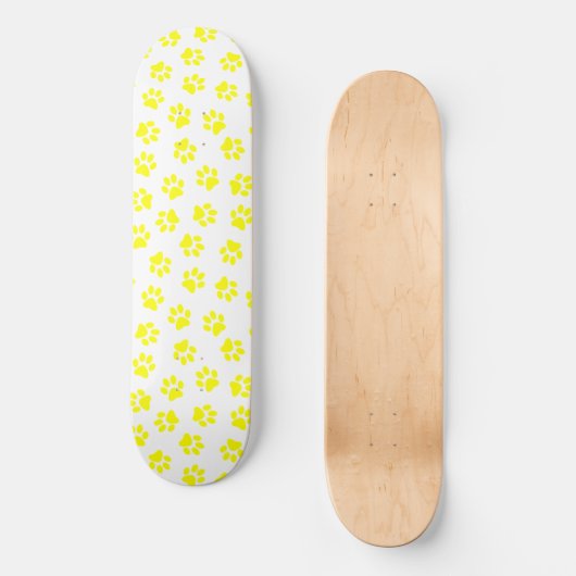 Patroon van poten, hondenpoten, gele poten persoonlijk skateboard (Voorkant)