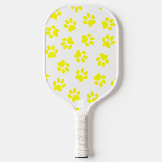Patroon van poten, hondenpoten, gele poten pickleball paddle (Voorkant)