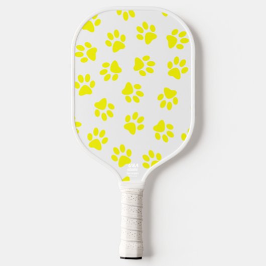 Patroon van poten, hondenpoten, gele poten pickleball paddle (Achterkant)