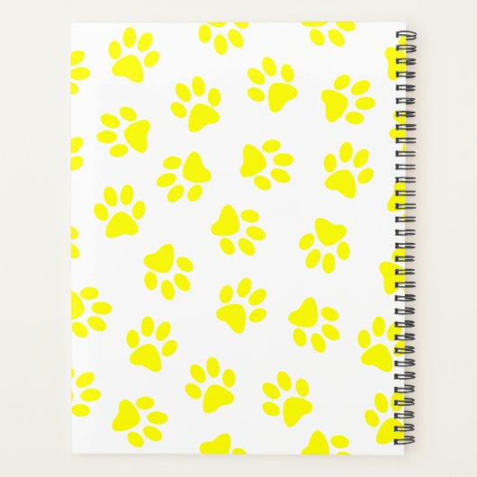 Patroon van poten, hondenpoten, gele poten planner (Achterkant)