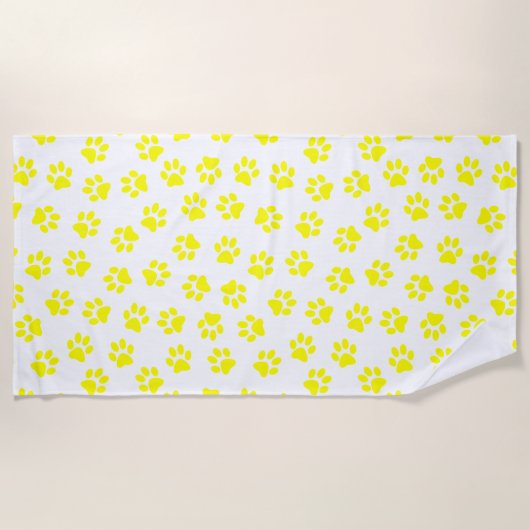 Patroon van poten, hondenpoten, gele poten strandlaken (Voorkant)