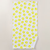 Patroon van poten, hondenpoten, gele poten strandlaken (Voorkant)