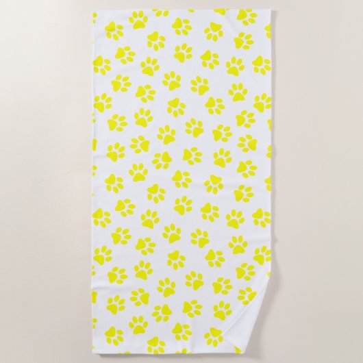 Patroon van poten, hondenpoten, gele poten strandlaken (Voorkant)