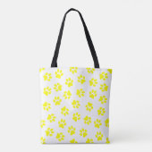 Patroon van poten, hondenpoten, gele poten tote bag (Achterkant)