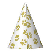 Patroon van poten, hondenpoten, gouden poten feesthoedjes (Achterkant)