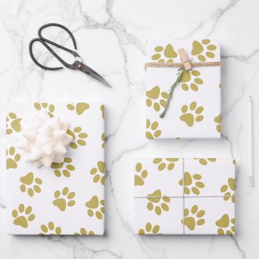 Patroon van poten, hondenpoten, gouden poten inpakpapier vel (Voorkant)