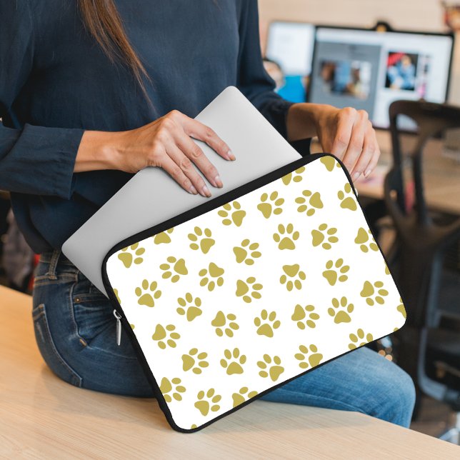 Patroon van poten, hondenpoten, gouden poten laptop sleeve (Creator heeft geüpload)