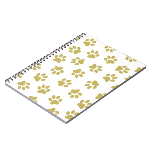 Patroon van poten, hondenpoten, gouden poten notitieboek (Linkerzijde)