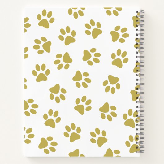Patroon van poten, hondenpoten, gouden poten notitieboek (Achterkant)