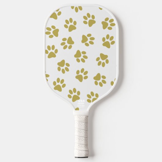 Patroon van poten, hondenpoten, gouden poten pickleball paddle (Voorkant)