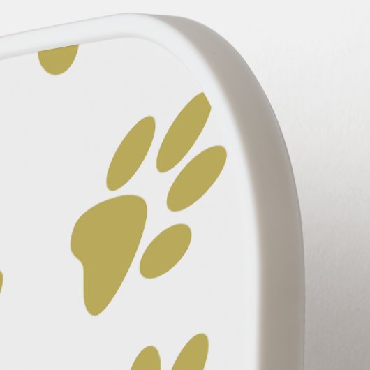 Patroon van poten, hondenpoten, gouden poten pickleball paddle (Links Detail)