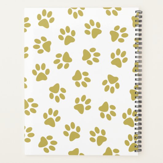 Patroon van poten, hondenpoten, gouden poten planner (Achterkant)