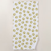 Patroon van poten, hondenpoten, gouden poten strandlaken (Voorkant)