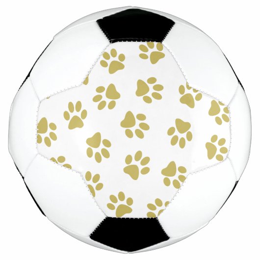Patroon van poten, hondenpoten, gouden poten voetbal (Voorkant)