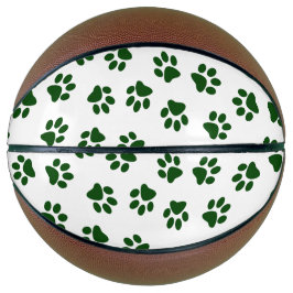 Patroon van poten, hondenpoten, groene poten basketbal