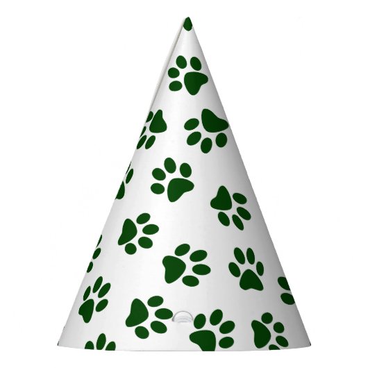 Patroon van poten, hondenpoten, groene poten feesthoedjes (Links)