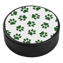 Patroon van poten, hondenpoten, groene poten hockey puck