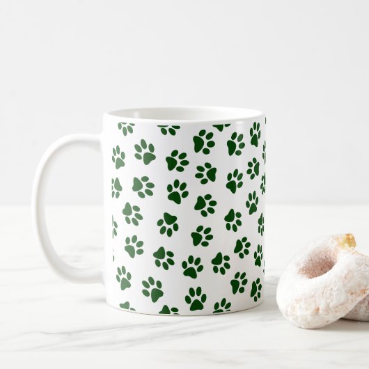 Patroon van poten, hondenpoten, groene poten koffiemok (Met donut)