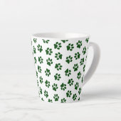 Patroon van poten, hondenpoten, groene poten latte mok (Rechterhoek)
