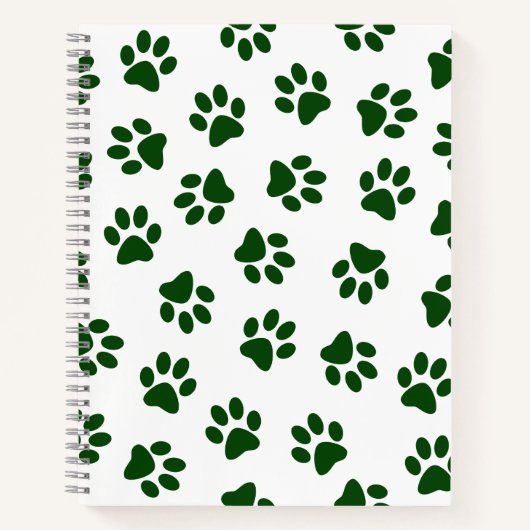Patroon van poten, hondenpoten, groene poten notitieboek (Voorkant)