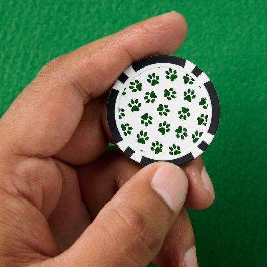 Patroon van poten, hondenpoten, groene poten poker chips (Hand)