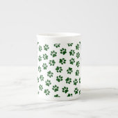 Patroon van poten, hondenpoten, groene poten porselein kop (Voorkant)