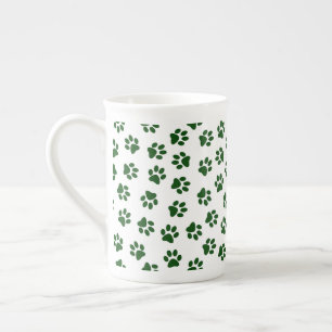 Patroon van poten, hondenpoten, groene poten porselein kop
