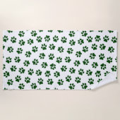 Patroon van poten, hondenpoten, groene poten strandlaken (Voorkant)