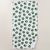 Patroon van poten, hondenpoten, groene poten strandlaken (Voorkant)