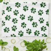 Patroon van poten, hondenpoten, groene poten theedoek (Gevouwen)
