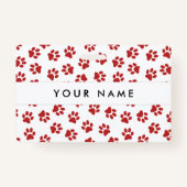 Patroon van poten, hondenpoten, kattenpoten, rode  badge (Achterkant)