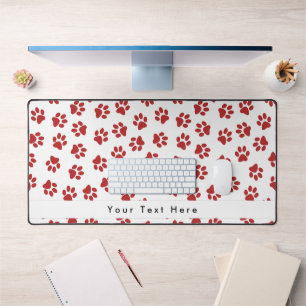 Patroon van poten, hondenpoten, kattenpoten, rode bureaumat