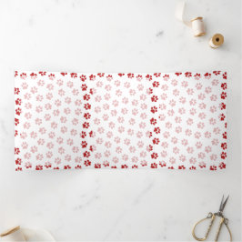 Patroon van poten, hondenpoten, kattenpoten, rode  drieluik kaart