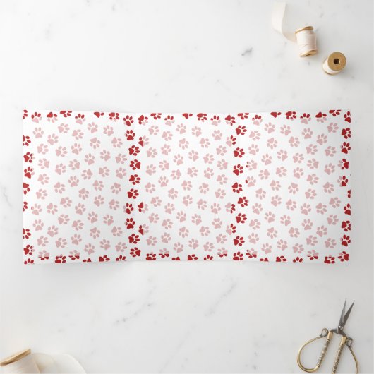 Patroon van poten, hondenpoten, kattenpoten, rode drieluik kaart (Binnen)