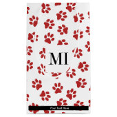 Patroon van poten, hondenpoten, kattenpoten, rode  klein cadeauzakje (Achterkant)