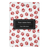 Patroon van poten, hondenpoten, kattenpoten, rode  mini klembord (Achterkant)