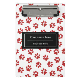 Patroon van poten, hondenpoten, kattenpoten, rode  mini klembord